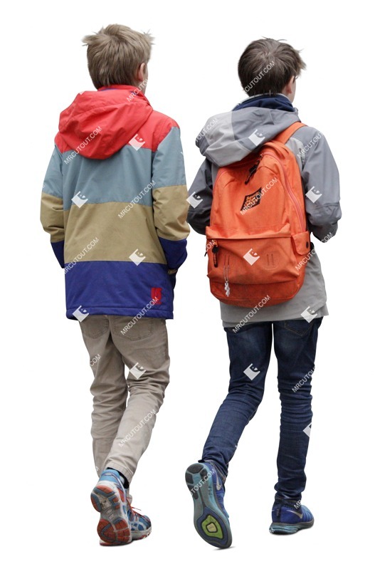 Photoshop people walking two teenagers going to school