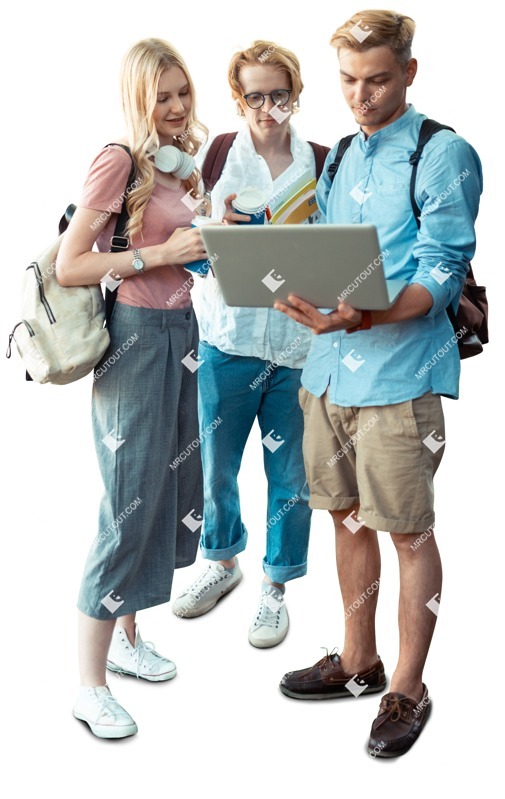 Group of friends with a computer people png (7211)