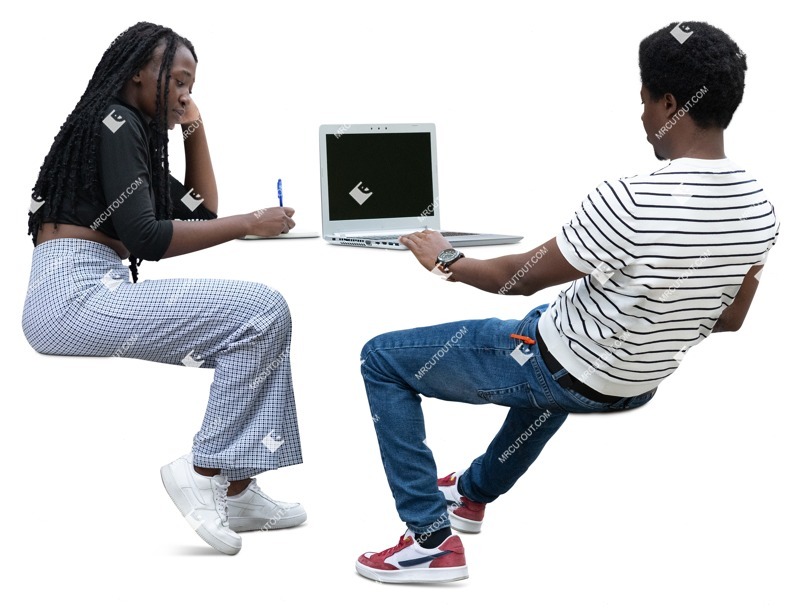 Group of friends with a computer photoshop people (19147)