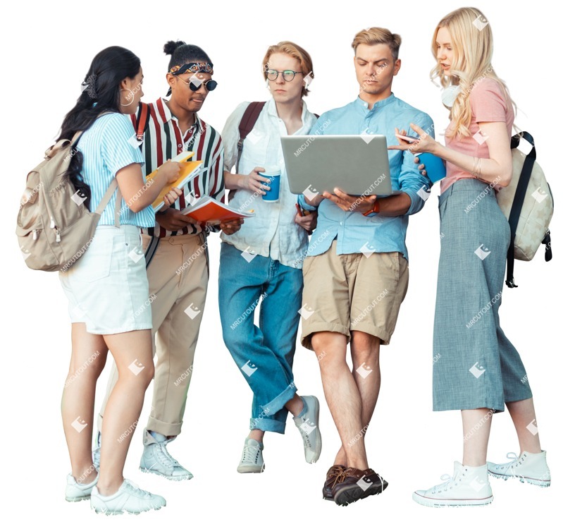 Group of friends with a computer people png (7143)