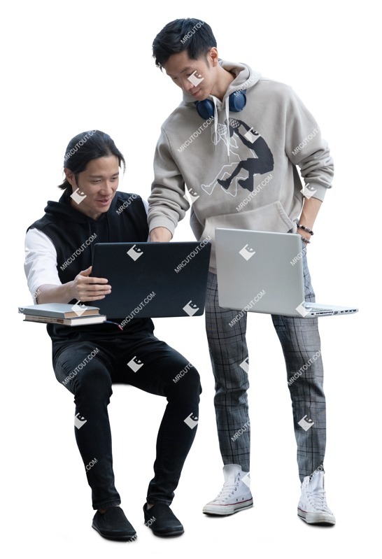 Group of friends with a computer human png (19301)