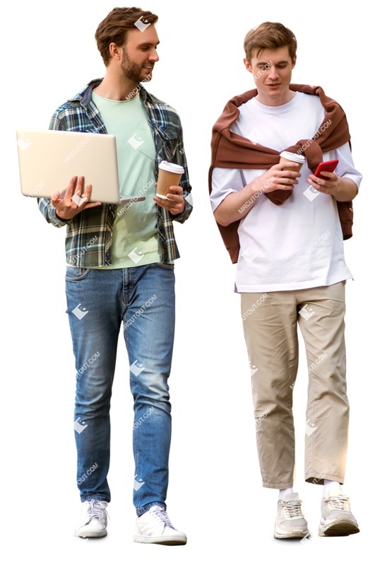 Group of friends with a computer drinking coffee people png (12375)