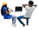 Group of friends with a computer learning people png (20275) - miniature