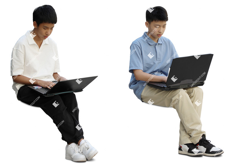 Group of friends with a computer learning person png (20268)