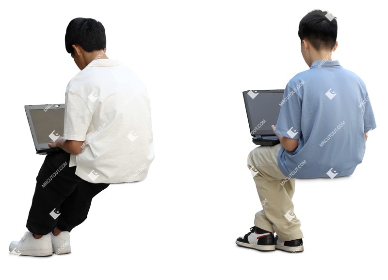 Group of friends with a computer learning person png (19138)