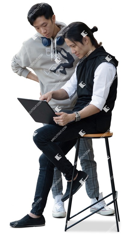 Group of friends with a computer learning human png (19299)