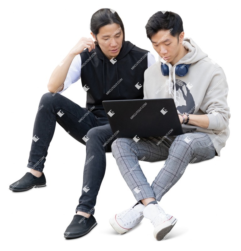 Group of friends with a computer learning human png (19189)
