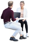 Group of friends with a computer sitting people png (10989) | MrCutout.com - miniature