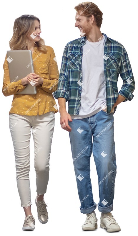 Group of friends with a computer walking people png (12415)