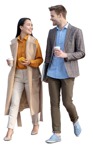 People walking with coffee cups in smart casual clothing human png - miniature