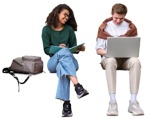 Group of friends with a computer writing people png (14325) | MrCutout.com - miniature