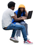 Group of friends with a computer writing people png (20274) - miniature