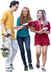 Group of friends with a skateboard walking people png (4020) - miniature