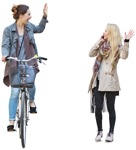 Group of friends with a smartphone cycling entourage people (3660) - miniature