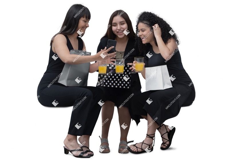 Group of friends with a smartphone drinking person png (18263)