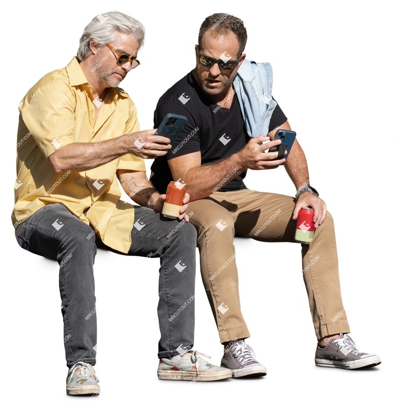 Group of friends with a smartphone drinking cut out people (17622)