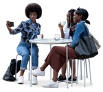 Group of friends with a smartphone drinking coffee people png (17228) - miniature