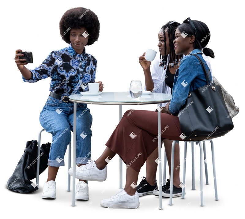 Group of friends with a smartphone drinking coffee people png (16609)