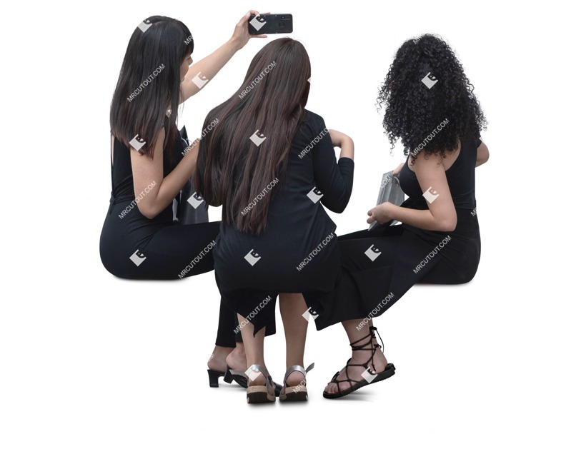 Group of friends with a smartphone shopping person png (18262)