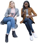 Group of friends with a smartphone sitting people png (3734) - miniature
