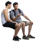 Group of friends with a smartphone sitting people png (15849) - miniature