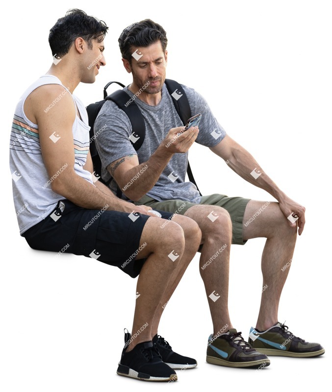 Group of friends with a smartphone sitting people png (15849)