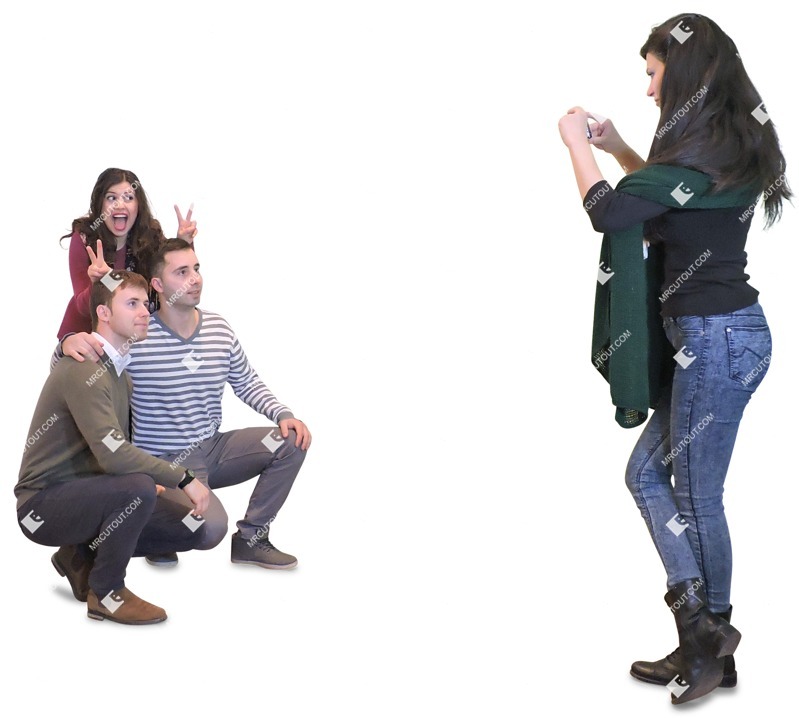 Group of friends with a smartphone standing human png (2185)