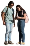 Group of friends with a smartphone standing people png (15024) - miniature