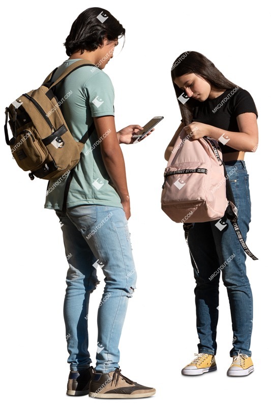 Group of friends with a smartphone standing people png (14003)