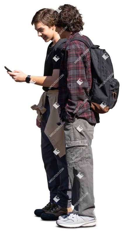 Group of friends with a smartphone standing people png (17438)