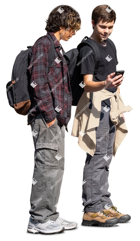 Group of friends with a smartphone standing people png (17439)