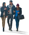 Group of friends with a smartphone walking people png (3340) - miniature