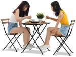 Group of teenagers eating seated people png (9111) - miniature