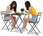 Group of teenagers eating seated  (8966) - miniature