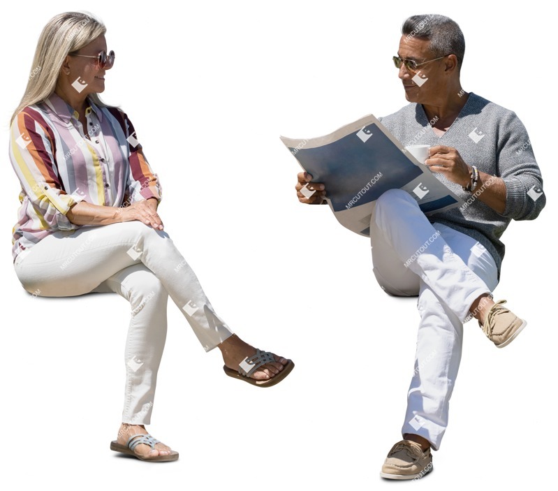 Group reading a newspaper human png (16144)
