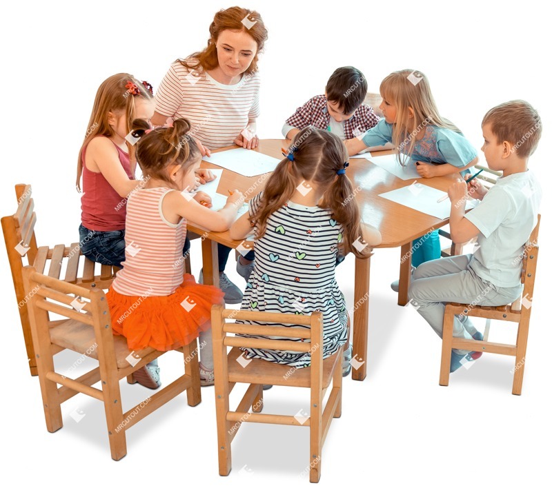 Group sitting entourage people (7134)