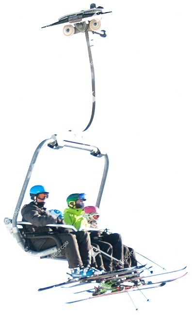 Group skiing people cutouts (2727)