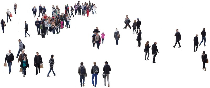 Group walking cut out people (1122)