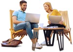 Group with a computer sitting people png (4800) - miniature