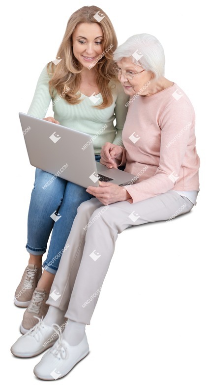 Group with a computer sitting person png (13738)