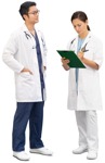 Two doctors in uniforms standing in a hospital corridor - people png - miniature
