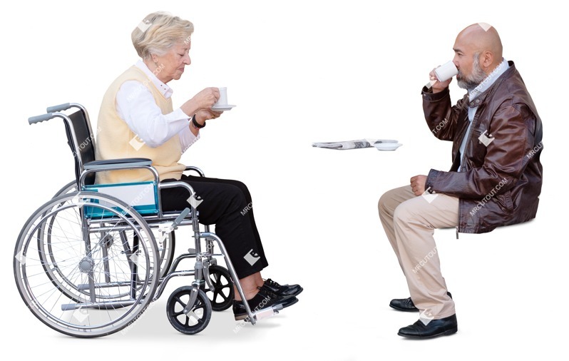 Group with a newspaper drinking coffee people png (18116)