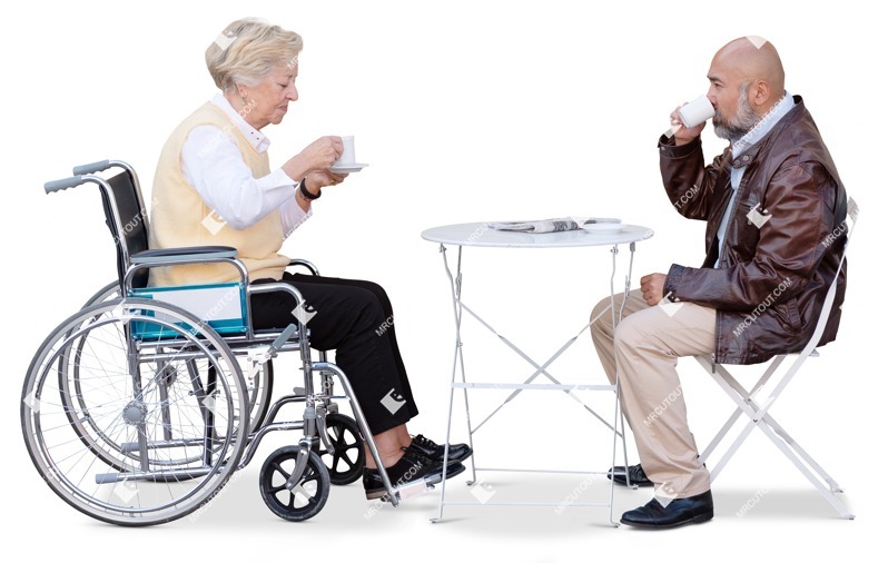 Group with a newspaper drinking coffee people png (18118)