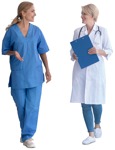 A doctor and a nurse walking through a corridor - people png - miniature
