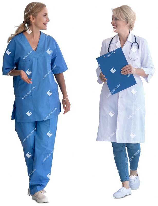 A doctor and a nurse walking through a corridor - people png
