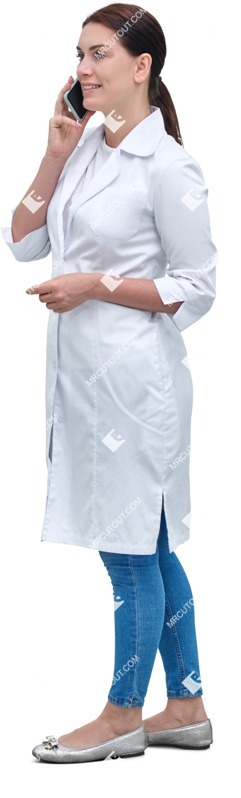 Laboratory worker with a smartphone standing human png (14638)