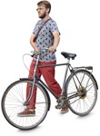 Man cycling entourage people (3361) - miniature