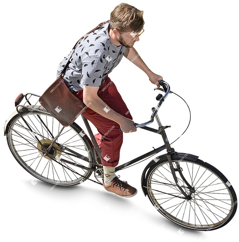 Man cycling entourage people (3498)