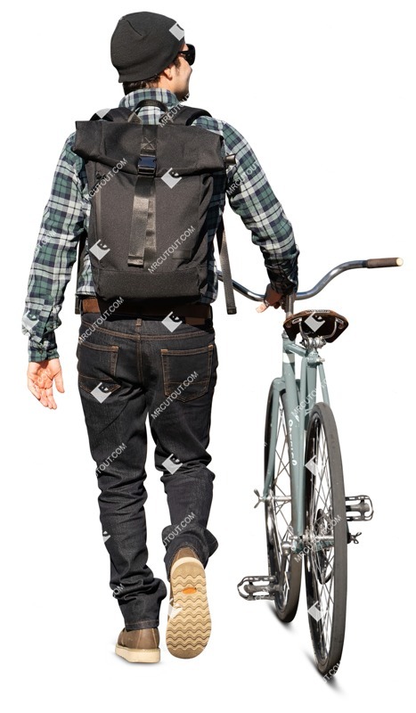 Man cycling entourage people (13654)