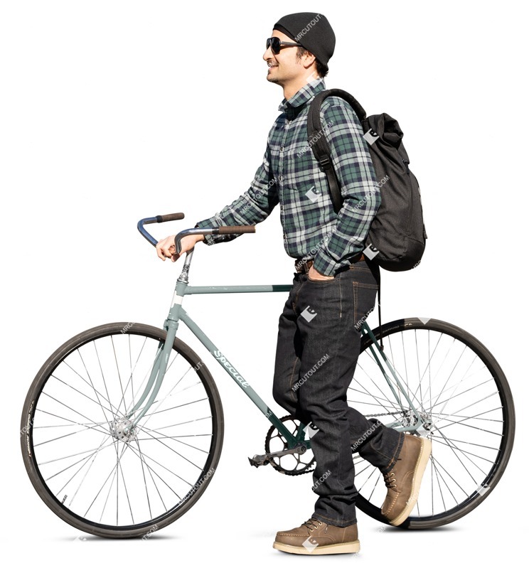 Man cycling entourage people (14287)
